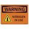 Signmission Safety Sign, OSHA WARNING, 5" Height, 7" Width, Nitrogen In Use, Landscape OS-WS-D-57-L-12261 - alternate 1